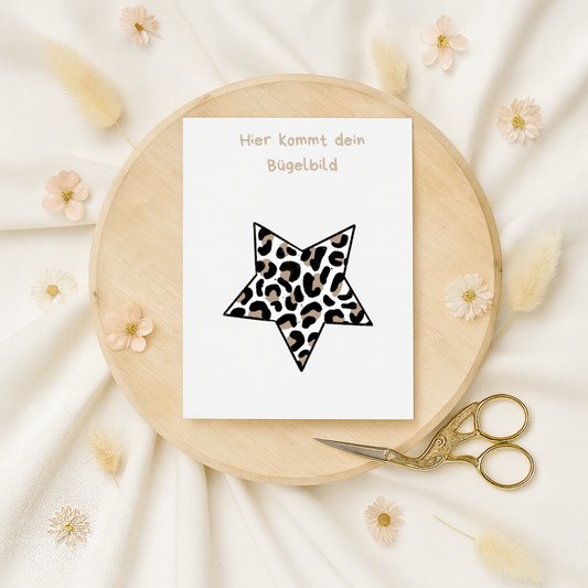 Bügelbild: Leo Kitty Weihnachten Stern