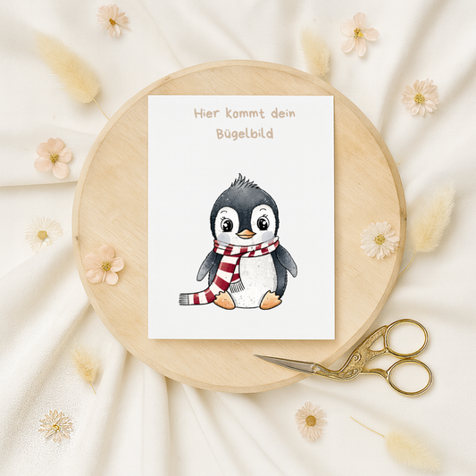Bügelbild: Pinguin Schal