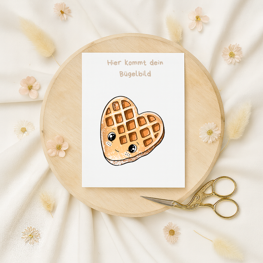 Bügelbild: Waffel Gesicht