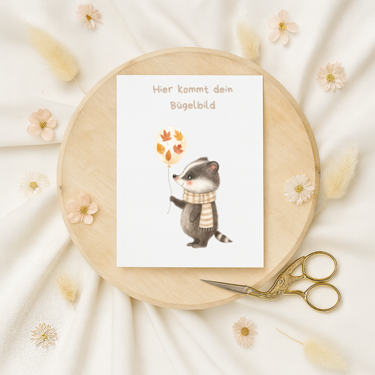 Bügelbild: Luftballon Dachs