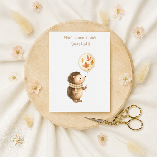 Bügelbild: Luftballon Igel