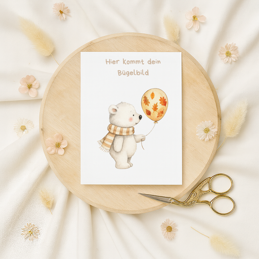 Bügelbild: Luftballon Eisbär