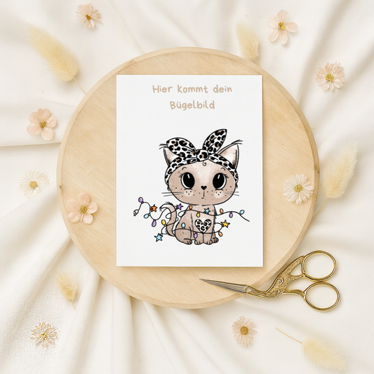 Bügelbild: Leo Kitty Weihnachten