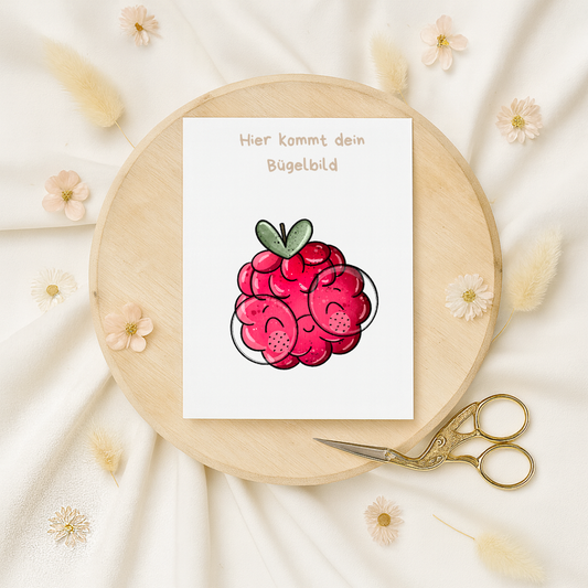 Bügelbild: Himbeer Brille 1