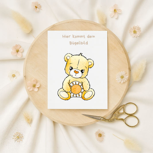 Bügelbild: Glücksbärchen gelb