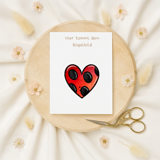 Bügelbild: Marienkäfer Herz