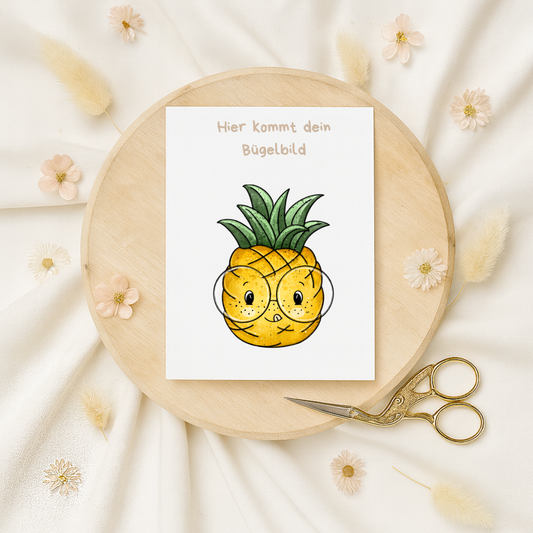 Bügelbild: Ananas Brille 1